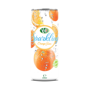 Sparkling water with orange juice flavor