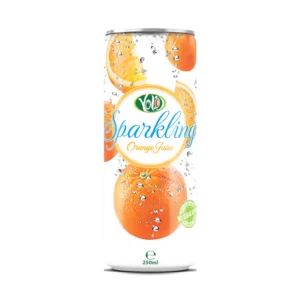Sparkling water with orange juice flavor