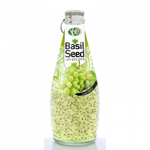 290ml glass bottle basil seed drink with grape flavor