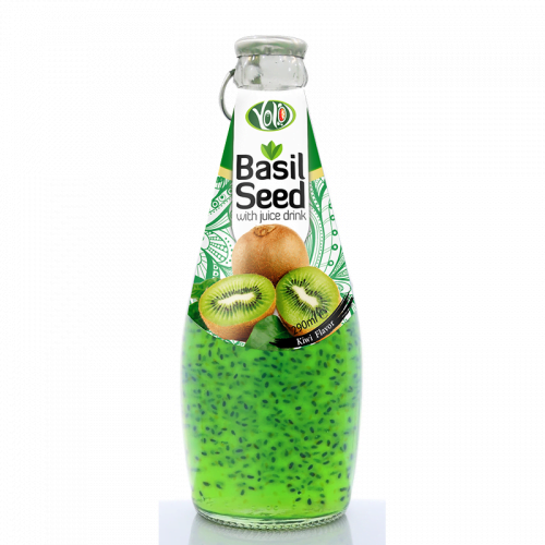 290ml glass bottle basil seed drink with kiwi flavor