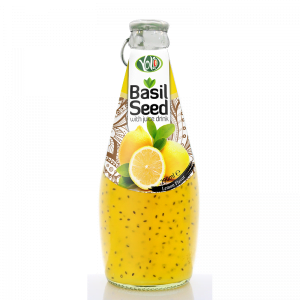 290ml glass bottle basil seed drink with lemon flavor