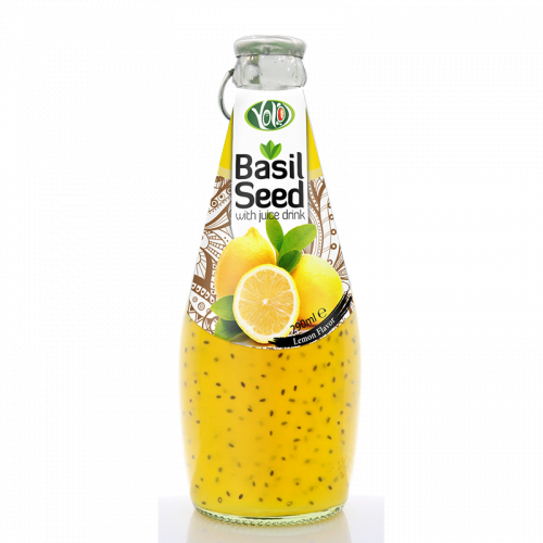 290ml glass bottle basil seed drink with lemon flavor