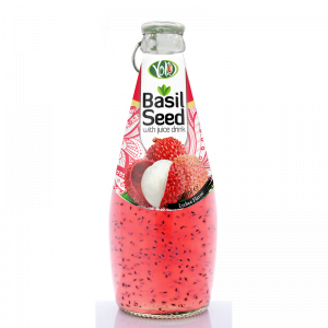 290ml glass bottle basil seed drink with lychee