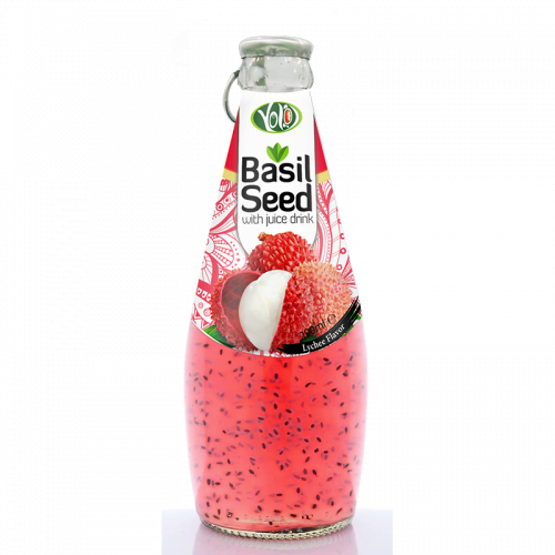 290ml glass bottle basil seed drink with lychee