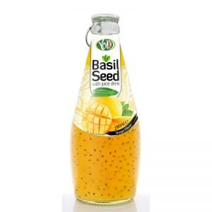 290ml glass bottle basil seed drink with mango juice