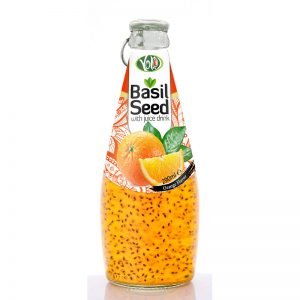290ml glass bottle basil seed drink with orange juice
