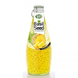 290ml glass bottle basil seed drink with pineapple
