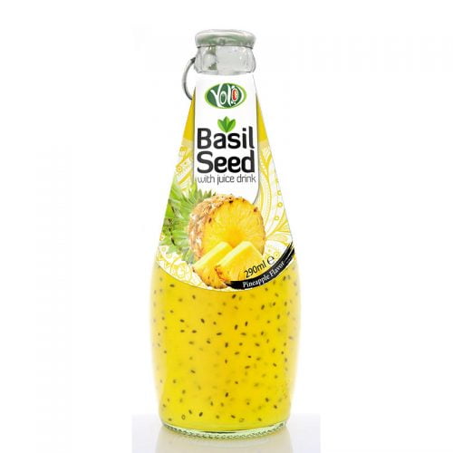 290ml glass bottle basil seed drink with pineapple