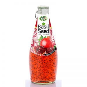 290ml glass bottle basil seed drink with pomegranate