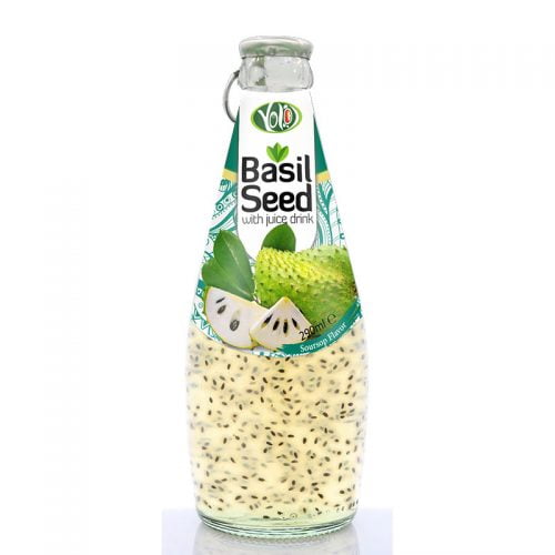 290ml glass bottle basil seed drink with soursop