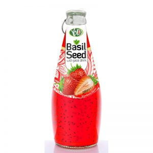 290ml glass bottle basil seed drink with strawberry