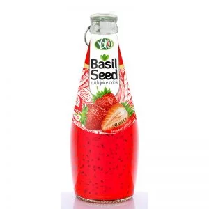 290ml glass bottle basil seed drink with strawberry