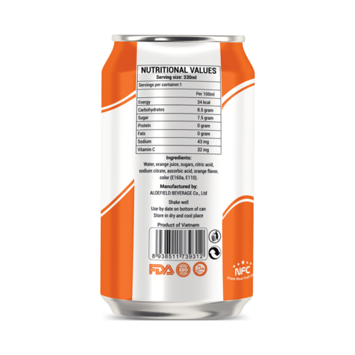 Not From Concentrate 330ml canned fresh fruit orange juice