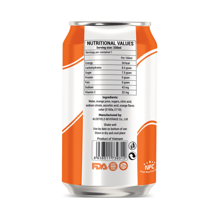 Wholesale 330ml canned orange fruit juice Aloefield Beverages Co. Ltd