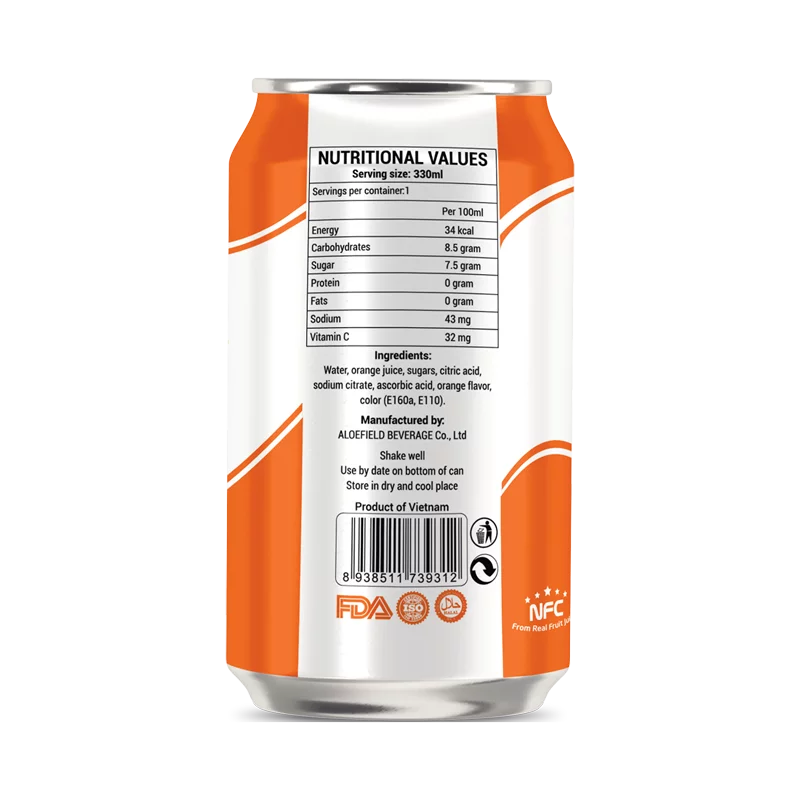 Not From Concentrate 330ml canned fresh fruit orange juice